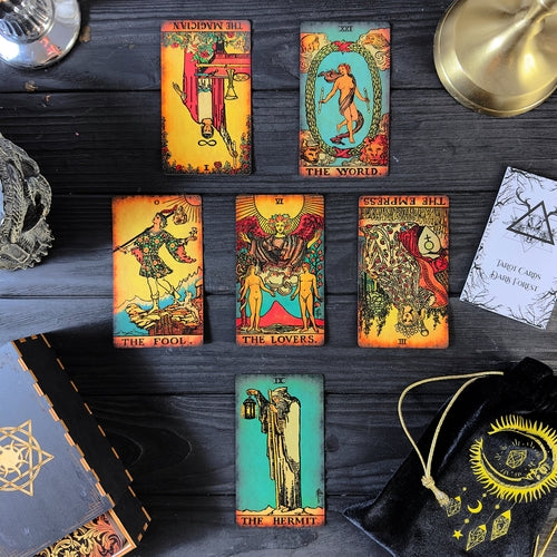 The Smith-Waite Tarot Borderless Vintage Eco Linen Tarot Cards