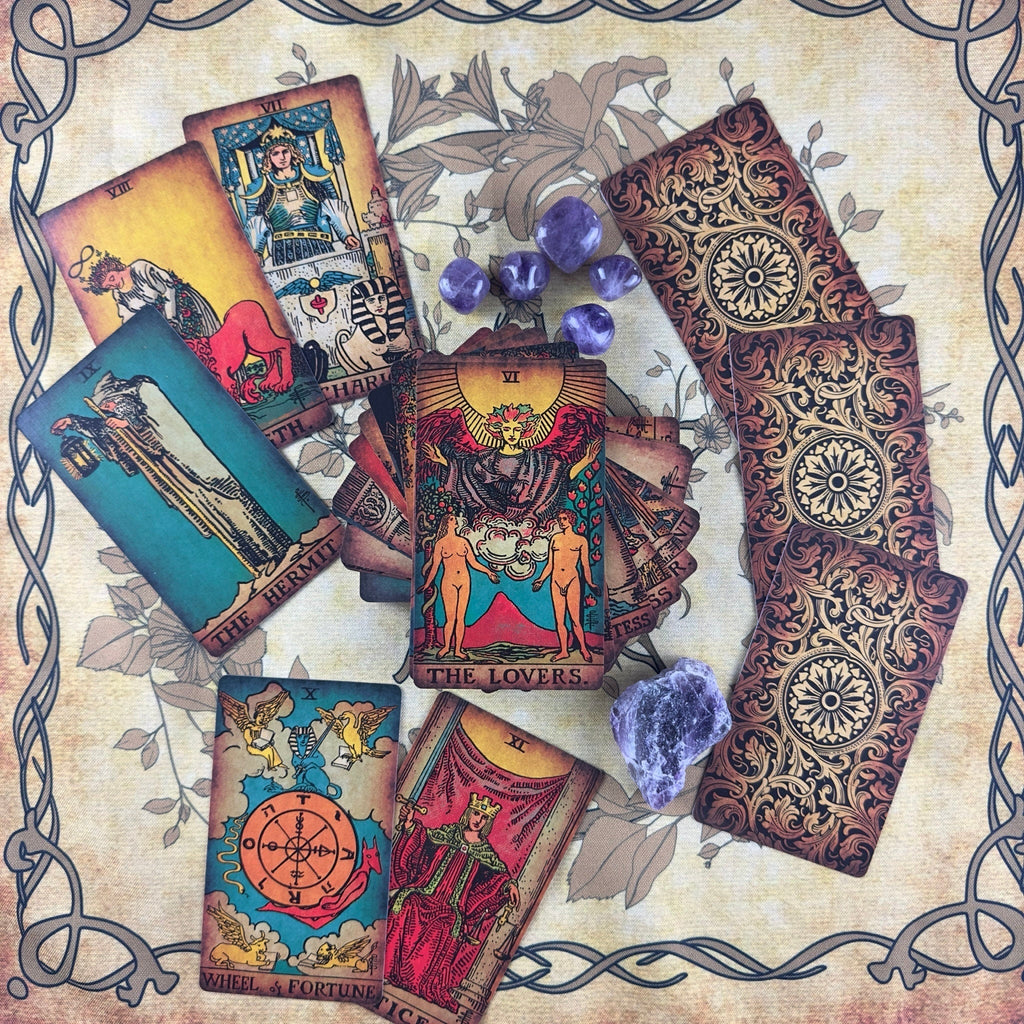 The Smith-Waite Tarot Borderless Vintage Eco Linen Tarot Cards