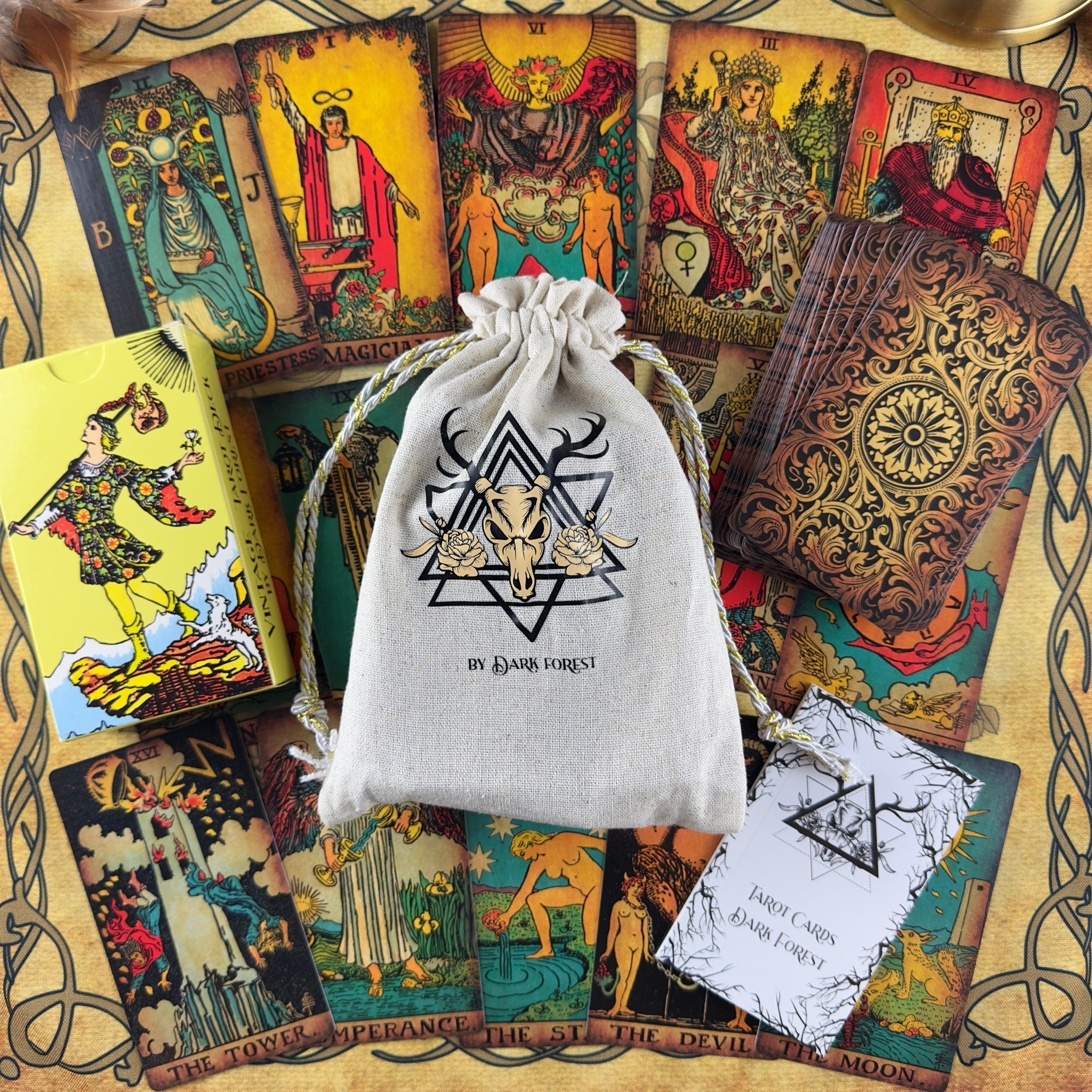 The Smith-Waite Tarot Borderless Vintage Eco Linen Tarot Cards